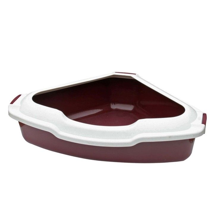 Happet Litiera de Colt cu Rama, 56x43x14 cm, Rosu (Igiena - Pisici)