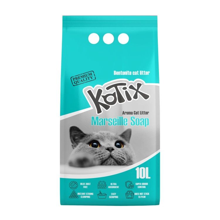 Asternut igienic pentru pisici Kotix, 10 L, aroma Sapun de Marsilia (Igiena - Pisici)