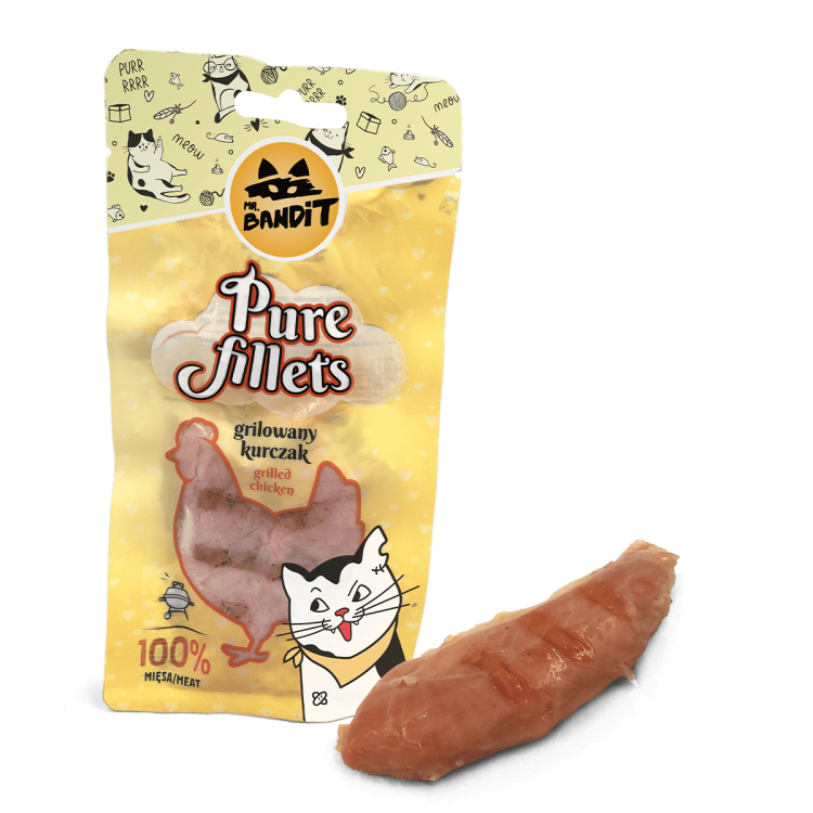 Recompense pentru pisici Mr. Bandit CAT Pure Fillets, pui la gratar, 30 g