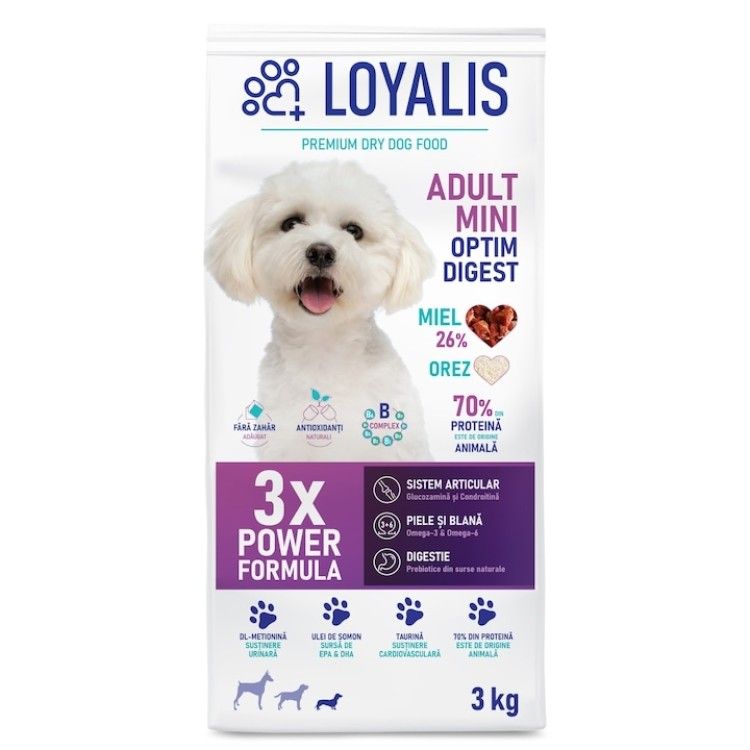 Hrana uscata premium, Loyalis, Adult, Mini, Miel, 3 kg (Hrana Uscata - Caini)
