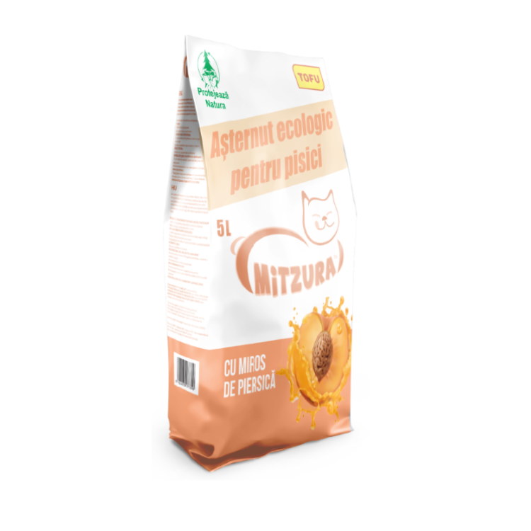 Mitzura Asternut Vegetal Tofu, Piersica, 5 L (Igiena - Pisici)