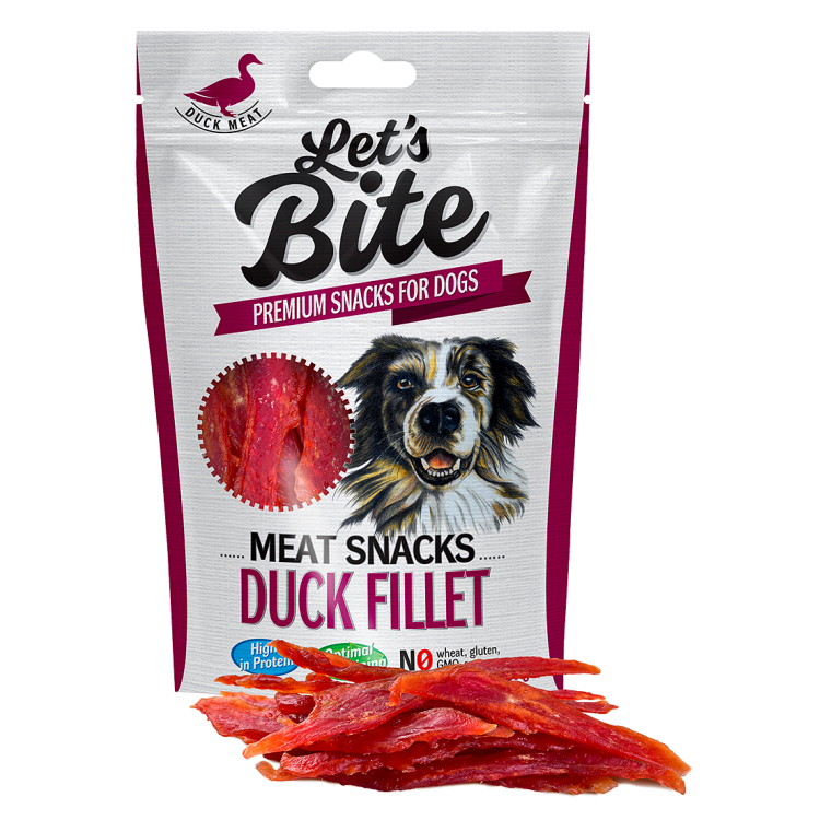 BRIT Let's Bite Meat Snacks Duck Fillet, 80 g (Delicii - Caini)