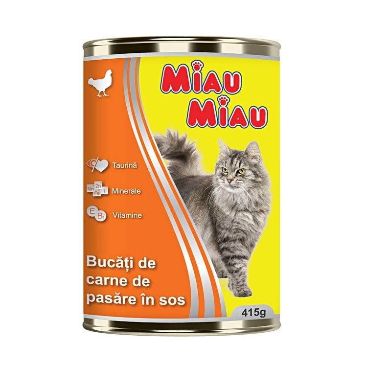 Mancare umeda pisici, Miau Miau, Pui, 415g