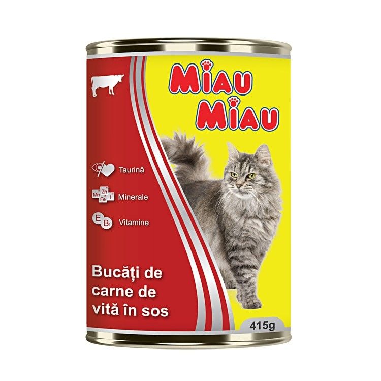 Mancare umeda pisici, Miau Miau, Vita, 415g