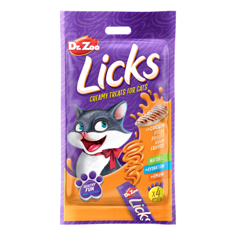 Dr Zoo Licks, recompense pisici, Pui, 4x15 g (Delicii - Pisici)