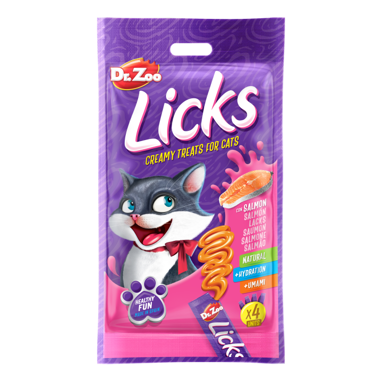 Dr Zoo Licks, recompense pisici, Somon, 4x15 g (Delicii - Pisici)