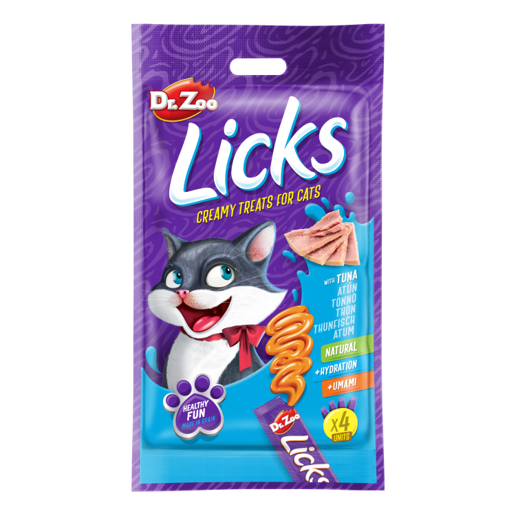 Dr Zoo Licks, recompense pisici, Ton, 4x15 g (Delicii - Pisici)