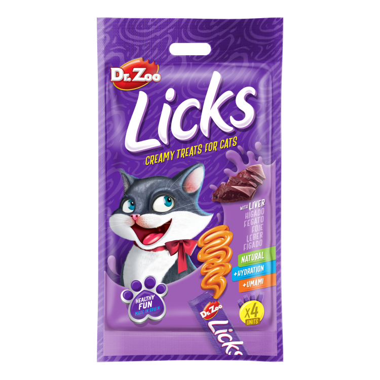 Dr Zoo Licks, recompense pisici, Ficat, 4x15 g (Delicii - Pisici)
