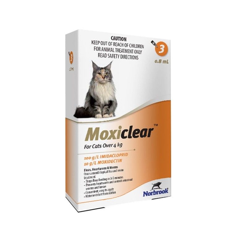 Moxiclear Cat L 0.8 ml (4-8 KG) x 3 pipete (portocaliu)