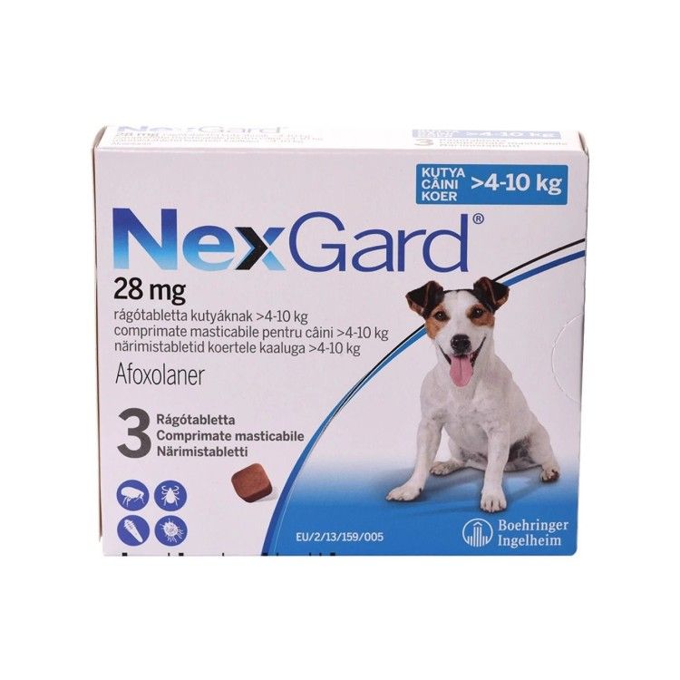 NexGard 28 mg 4-10 kg M, 3 comprimate (PRESCRIPTIE NECESARA)