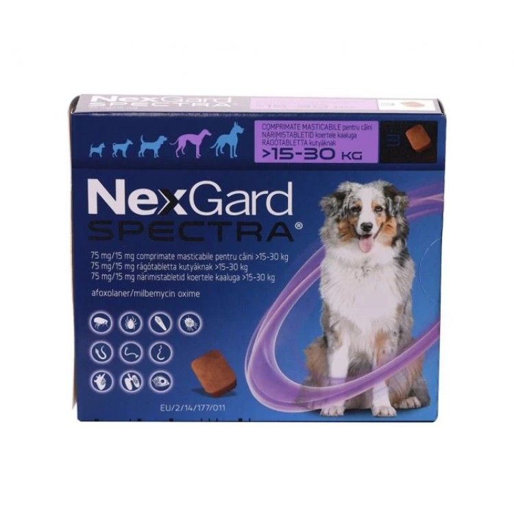 NexGard Spectra L (15 - 30 kg), 3 comprimate (PRESCRIPTIE NECESARA)