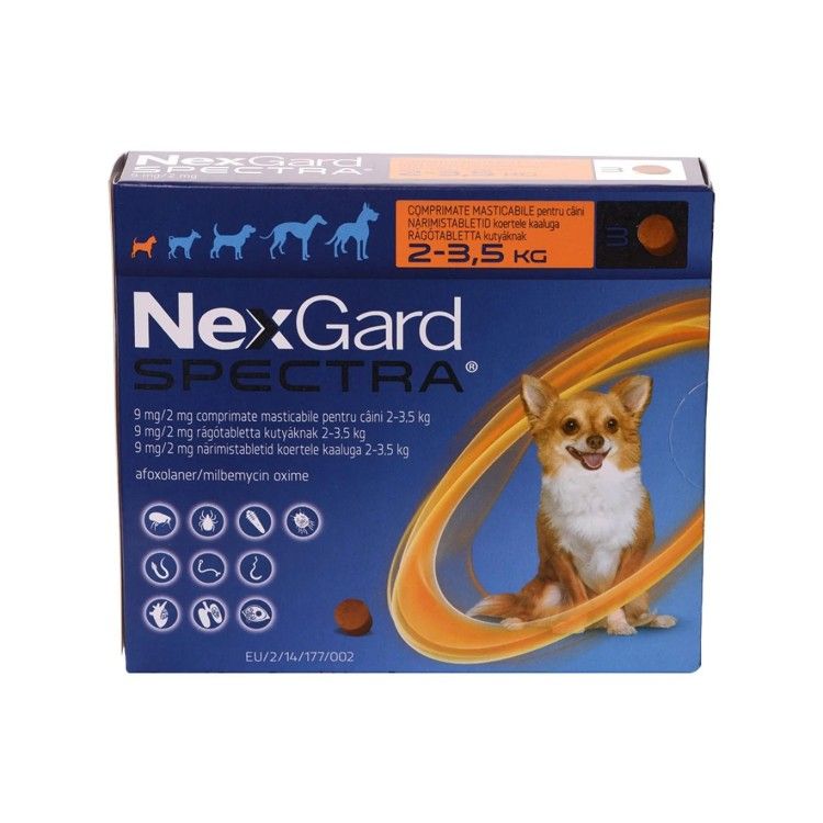 NexGard Spectra XS (1.35 - 3.5 kg), 3 comprimate