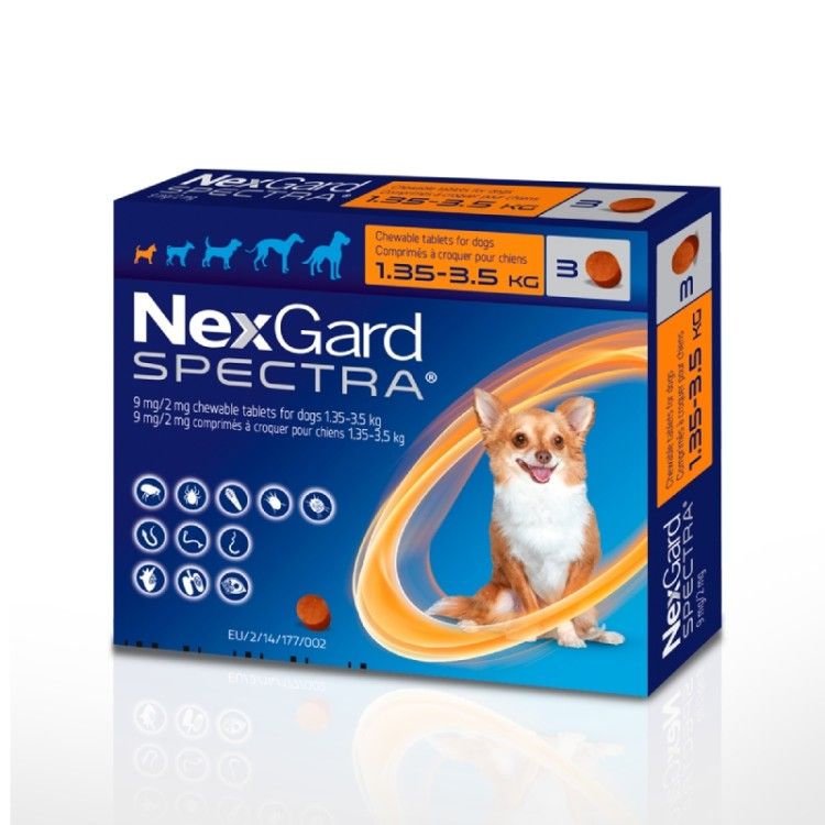 NexGard Spectra XS (1.35 - 3.5 kg), 3 comprimate (PRESCRIPTIE NECESARA)