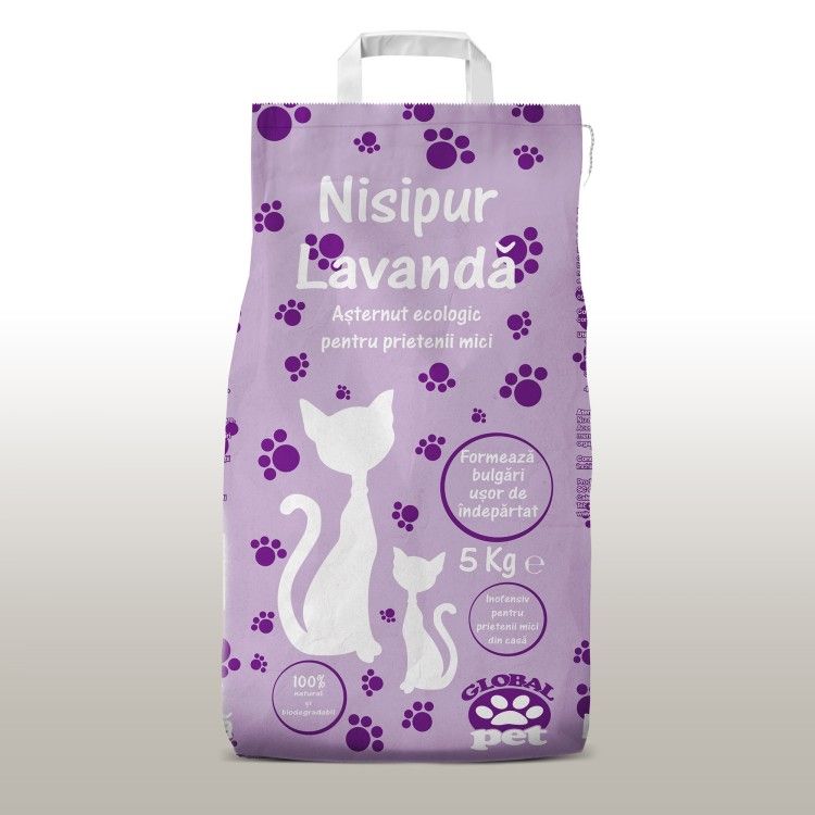 Asternut igienic natural, nisip pentru pisici, Nisipur Lavanda, bentonita, 5 kg (Igiena - Pisici)