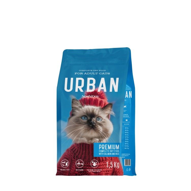 Hrana Premium Uscata Pisici, NashiDay Urban, Somon si Orez, 1.5 kg (Hrana Uscata - Pisici)