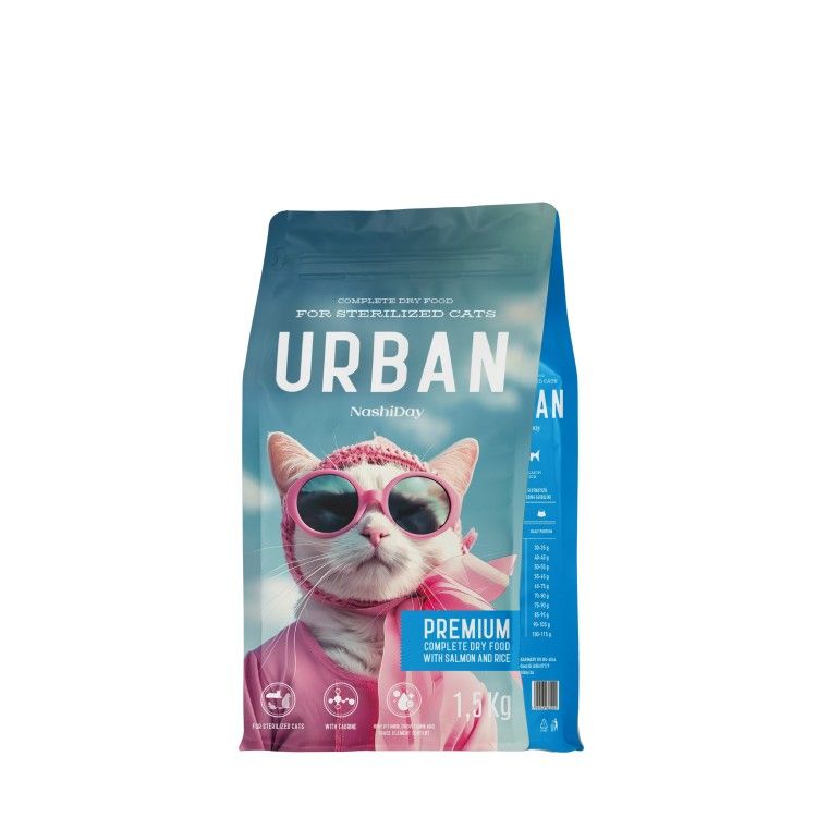 Hrana Premium Uscata Pisici Sterilizate, NashiDay Urban, Somon si Orez, 1.5 kg (Hrana Uscata - Pisici)