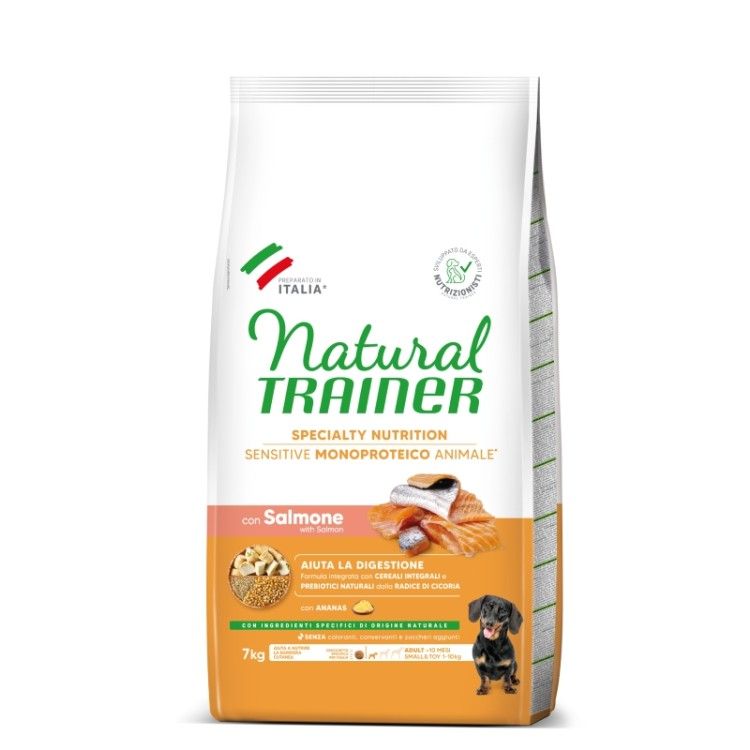 Hrana Uscata Caini, Natural Trainer, Sensitive No Gluten Mini & Toy Adult, Somon, 7 kg (Hrana Uscata - Caini)