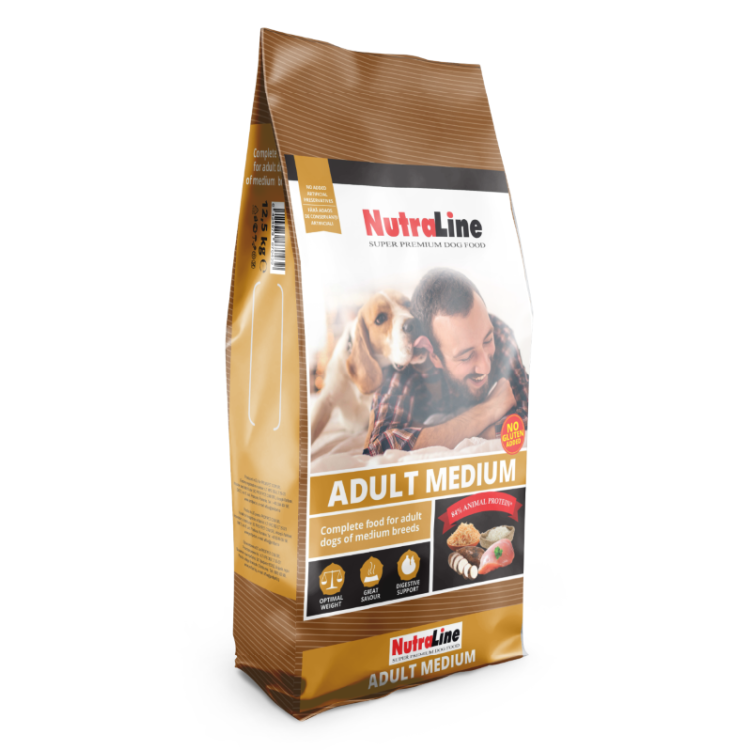 Hrana uscata caini, Nutraline Adult Medium, 3 kg (Hrana Uscata - Caini)