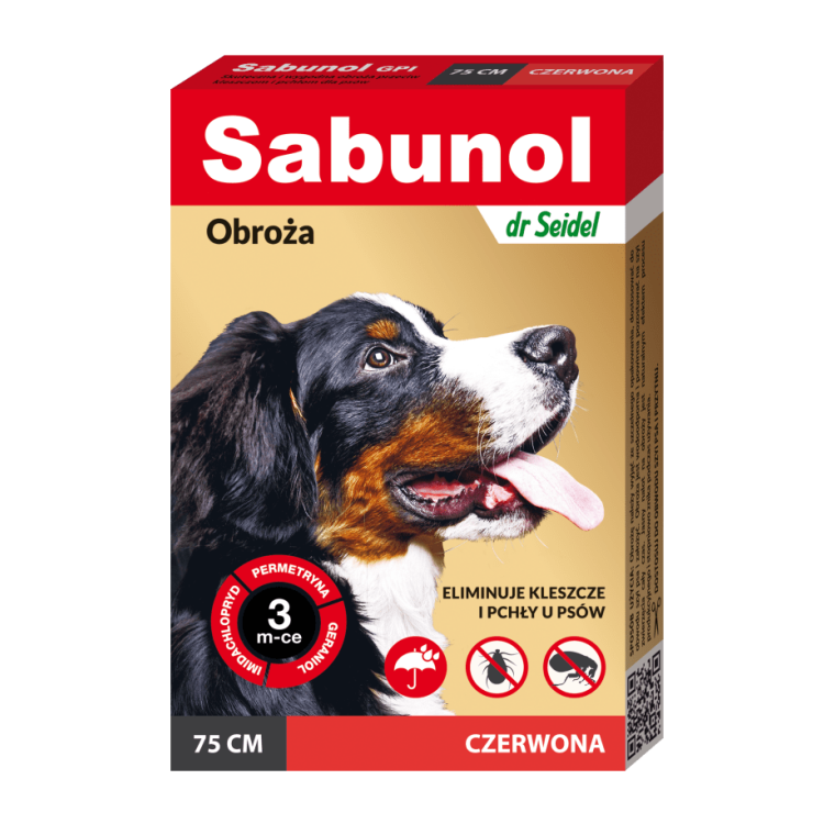 Sabunol Dog GPI, Zgarda Antiparazitara Caini 25-50 kg, Culoare Rosu (75cm)