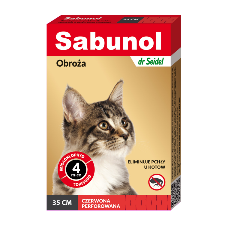 Sabunol Cat, Zgarda Antiparazitara Pisici, Culoare Rosu (35cm)