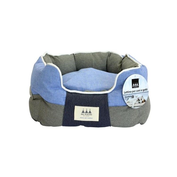 Pat caini si pisici, Aria Marchese Gondola Bleu/ Gri, M 60x50x25 cm (Perne, paturi, culcusuri, saltele)