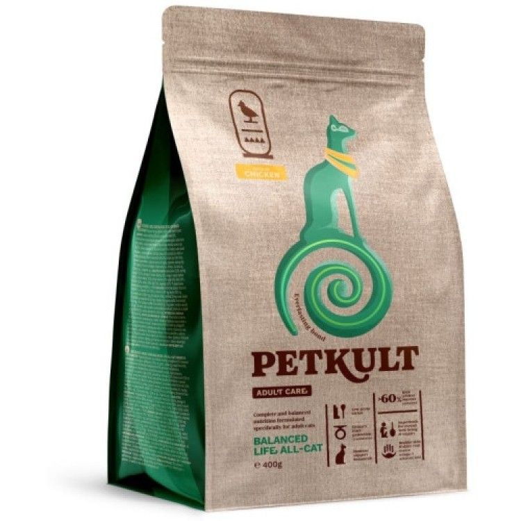 Hrana uscata Petkult Adult Care Balanced Life All-Cat pentru pisici cu pui, 400 g (Hrana Uscata - Pisici)