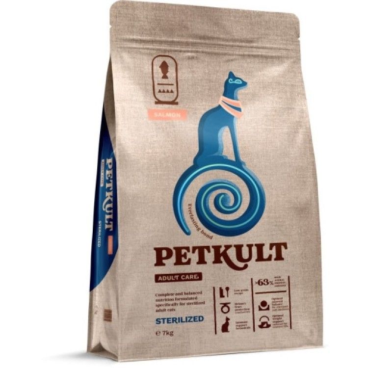 Hrana uscata Petkult Adult Care Sterilized pentru pisici, cu continut ridicat de somon, 7 kg (Hrana Uscata - Pisici)