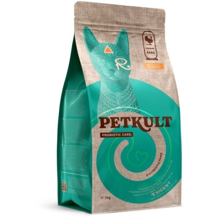 Hrana uscata Petkult Probiotic Care Exigent Fresh pentru pisici, cu curcan, 2 kg (Hrana Uscata - Pisici)