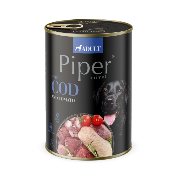 Piper Adult Dog, Cod si Tomate, 400 g (Hrana Umeda - Caini)