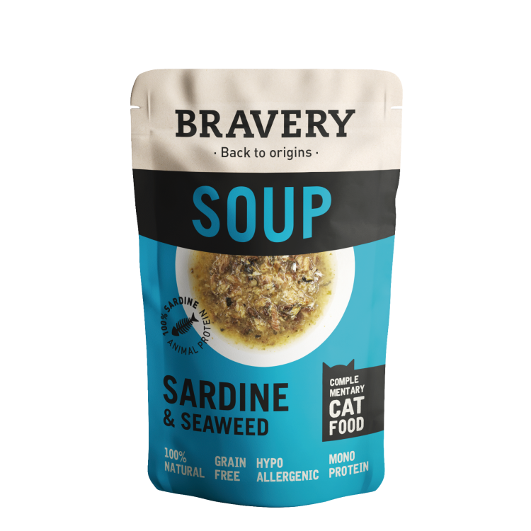 BRAVERY SOUPS CAT SARDINE &  SEAWEED 40 G