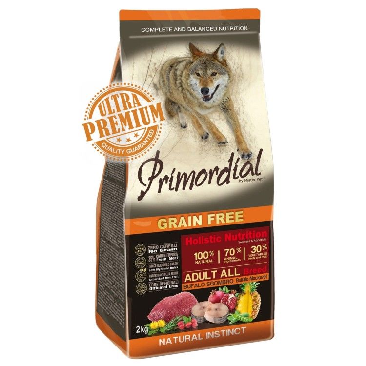 Primordial Grain-Free Holistic Dog Adult Buffalo & Mackerel, 12 kg