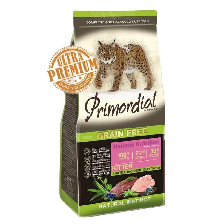 Primordial Grain-Free Holistic Kitten, Rata & Curcan, 400 g (Hrana Uscata - Pisici)