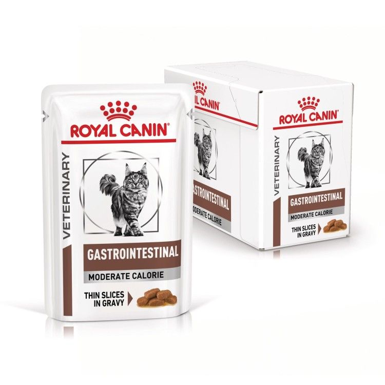ROYAL CANIN Gastrointestinal Moderate Calorie, dieta veterinara pisici, sistem digestiv, (in sos), 12x85 g (Diete Veterinare - Pisici)