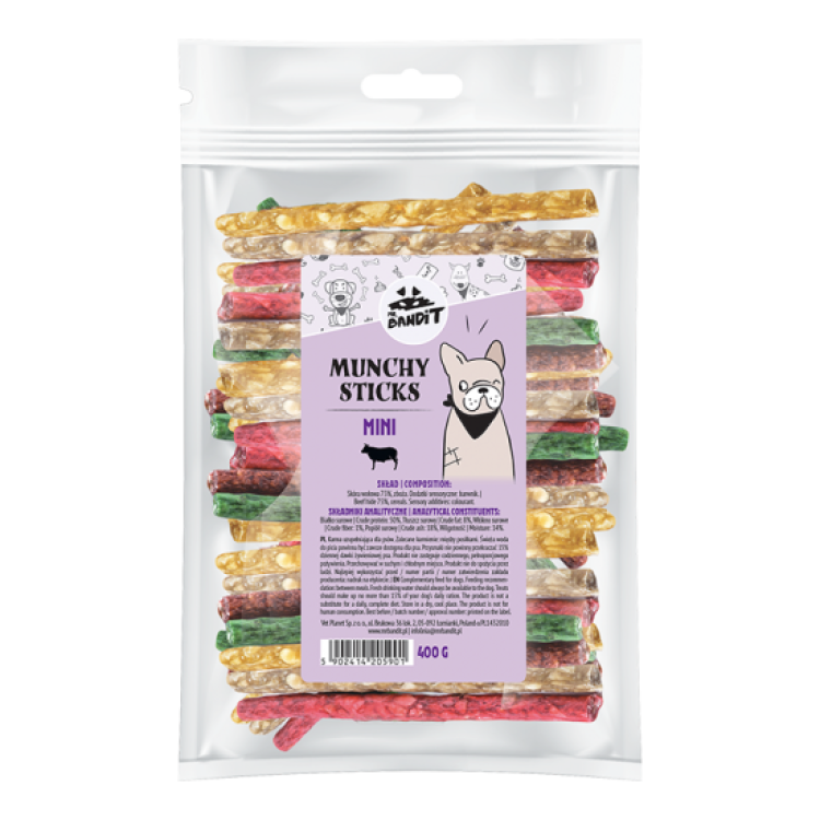 Mr. Bandit, Munchy Sticks Mini, 400 g/ 100 buc