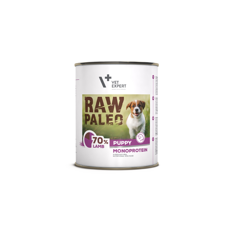 Raw Paleo Puppy, Conserva Monoproteica, Miel, 800 g