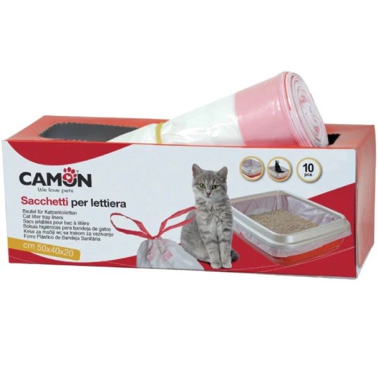 Saci cu maner pentru litiera, Camon, 10 buc/ 50x40x40 cm (Igiena - Pisici)