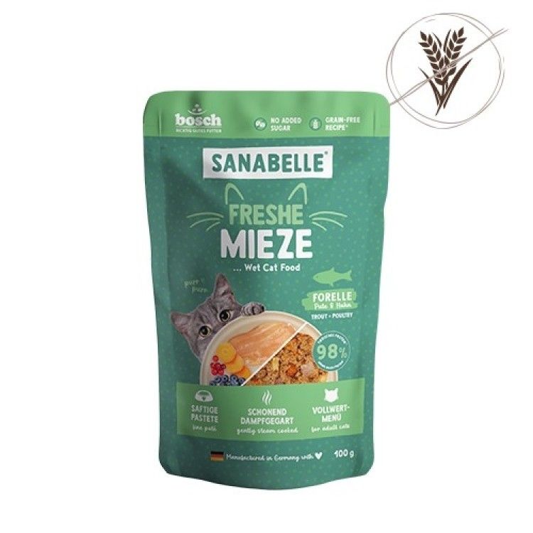 Hrana umeda pisici, Sanabelle, Pastrav, Curcan si Pui, 100 g (Hrana Umeda - Pisici)