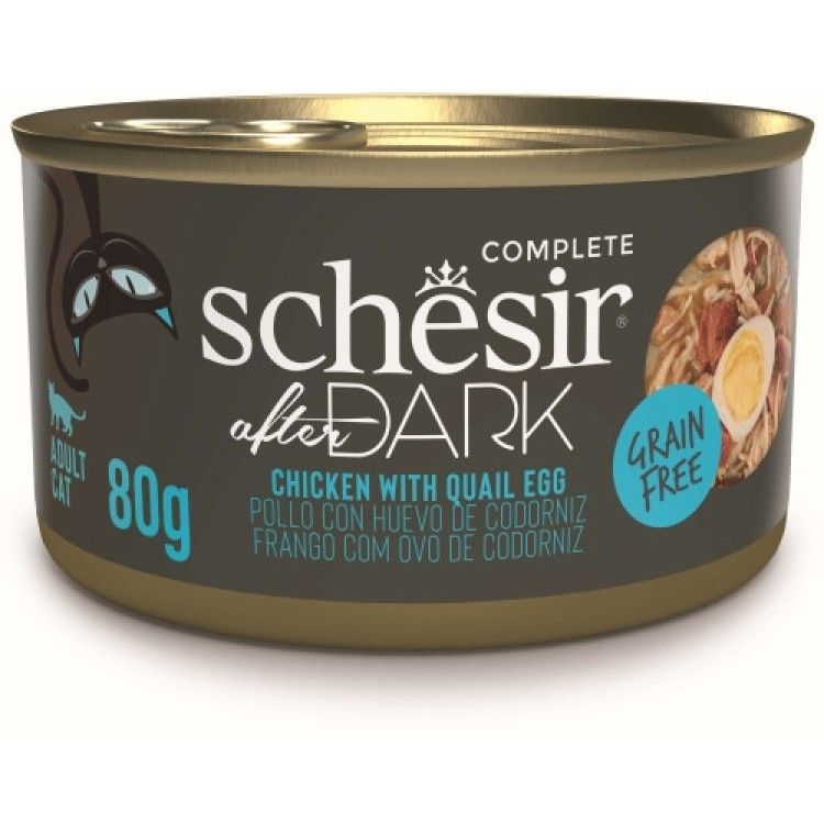 Schesir After Dark Cat Wholefood Pui si Ou de Prepelita, 80 g