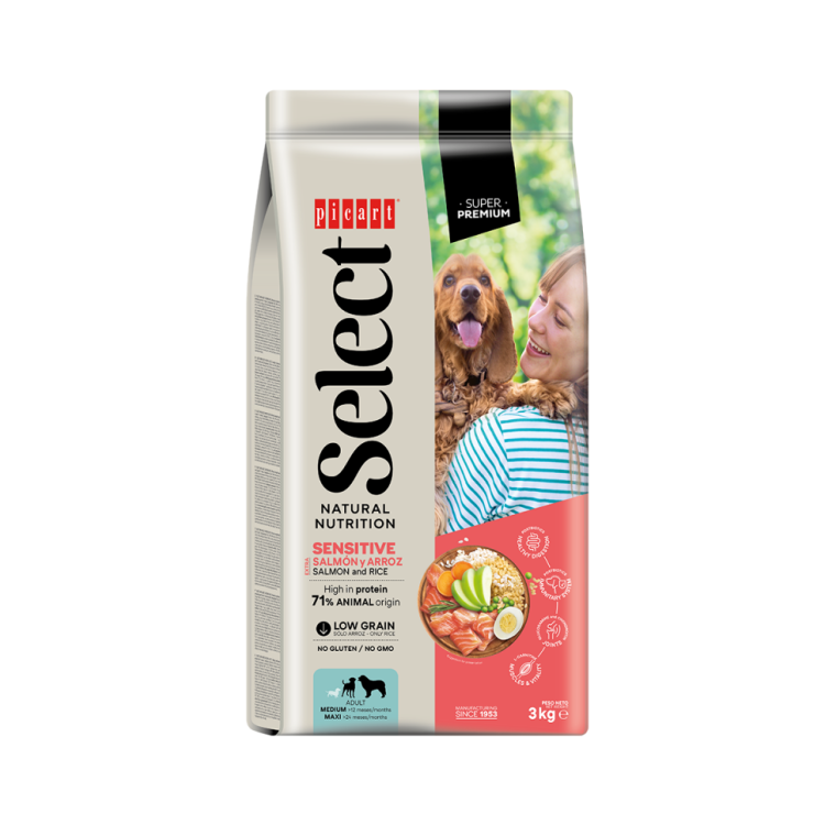 Hrana Uscata Caini Premium, Select Adult Sensitive, Somon si Orez, 12 kg (Hrana Uscata - Caini)