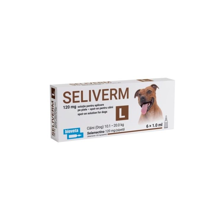 SELIVERM 120 MG FOR DOG L 10.1-20 KG6 PCS 1ML/CUTIE (Farmacie - Antiparazitare)