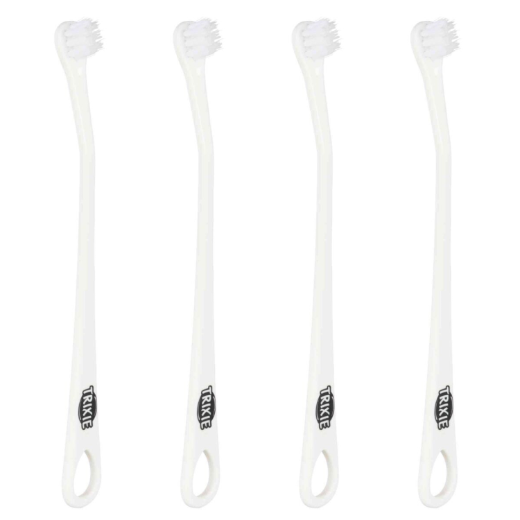 Set Periuta De Dinti Trixie pentru Caini / Pisici Mici, 15 cm, 4 buc Alb 25621