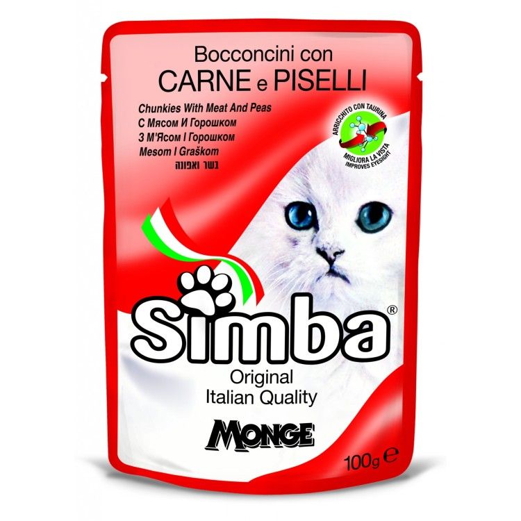 Simba Cat Carne & Mazare, plic, 100 g