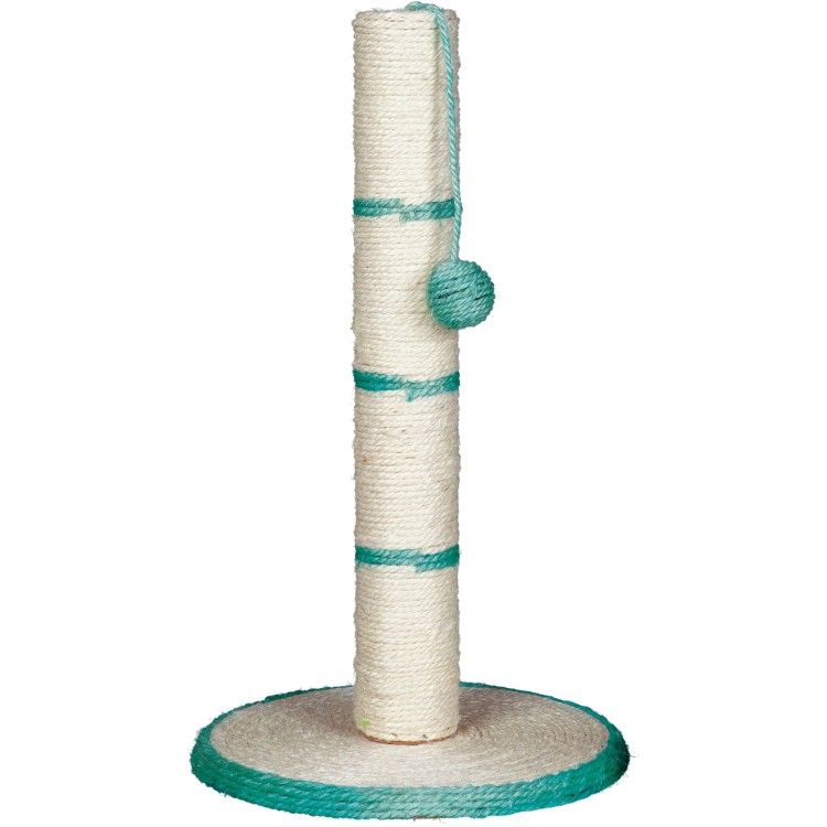 Sisal Plat cu Stalp si Jucarie H50 cm Diametru 31 cm 4309 - turcoaz