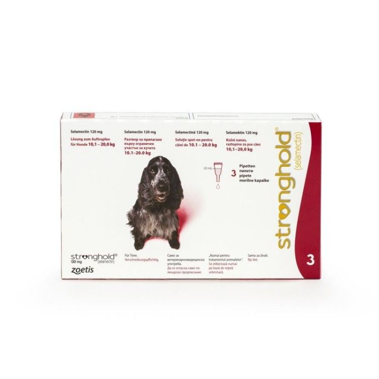 Stronghold Caine 120 mg 3 pipete - solutie antiparazitara pentru caini