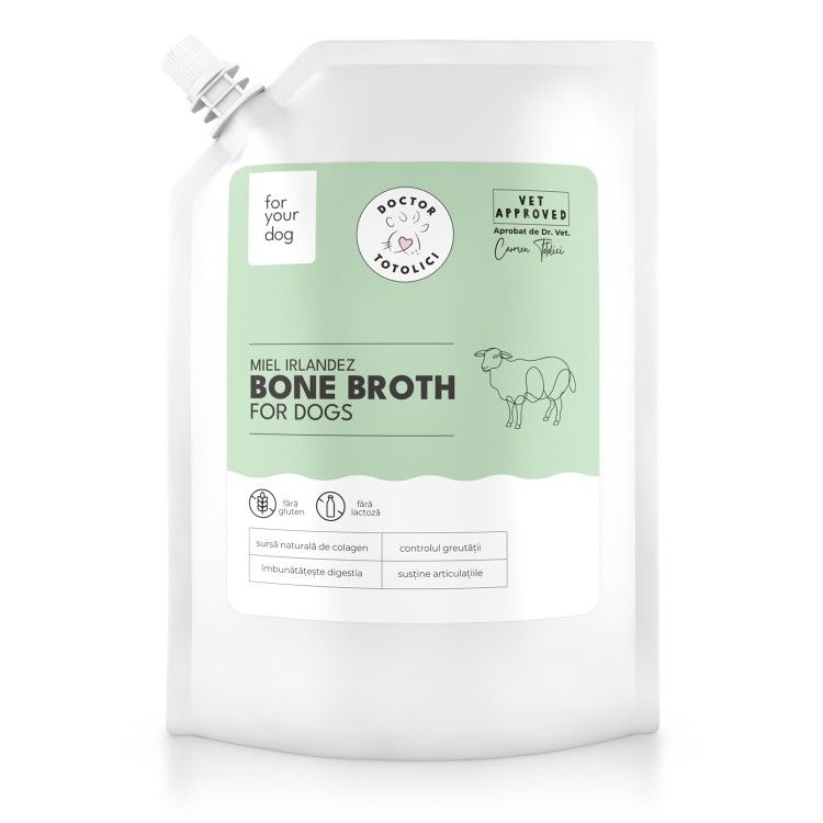 Supa de oase de miel irlandez pentru caini Doctor Totolici, cu dop resigilabil, 350 ml (Delicii - Caini)