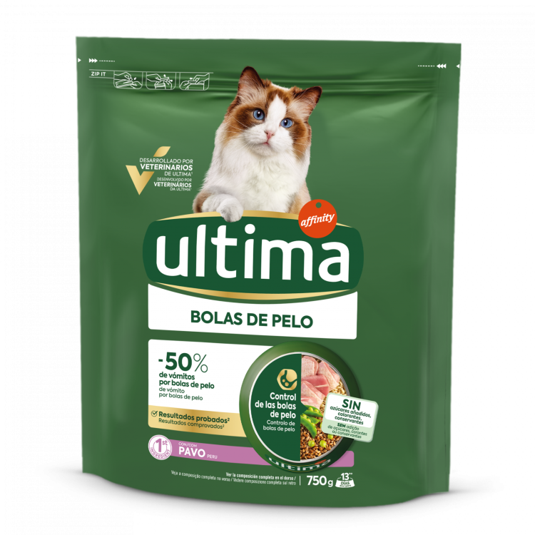 Hrana uscata pisici, Ultima Cat, Adult Hairball Curcan, 750 g (Hrana Uscata - Pisici)