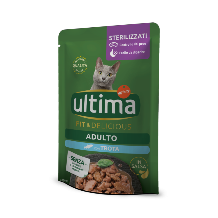 Hrana umeda pisici, Ultima Cat, Adult Sterilizat Fit & Delicious Pastrav, 85 g (Hrana Umeda - Pisici)
