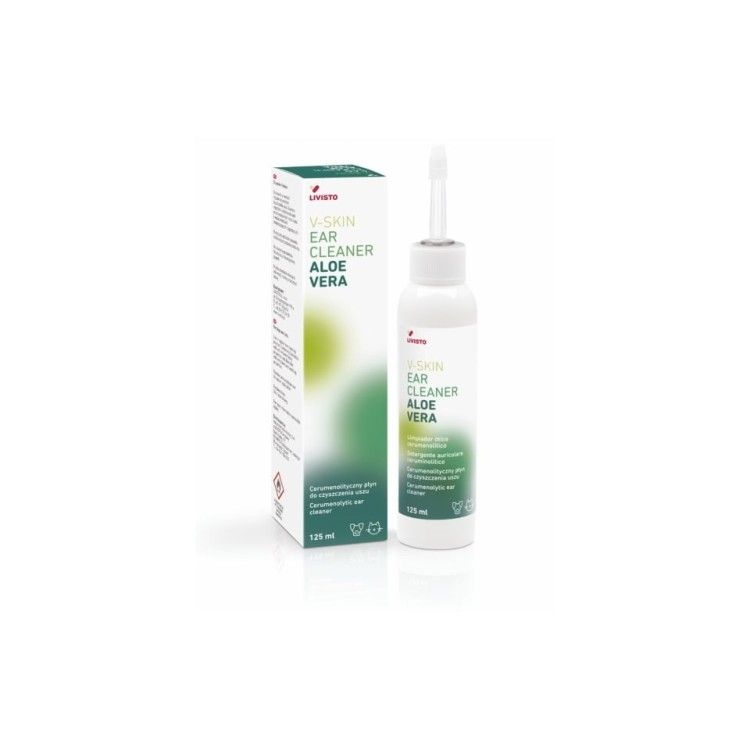 Solutie curatarea urechilor, Caini si Pisici, V-Skin Earcleaner Aloe Vera, 125 ml (Farmacie)