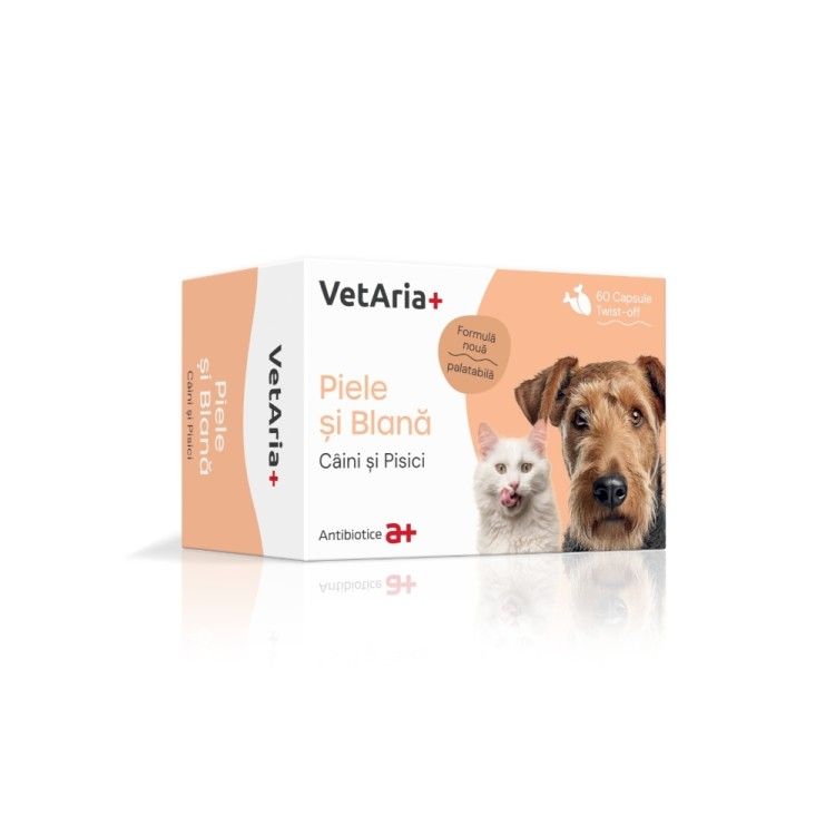 VetAria+ Piele si Blana Caini si Pisici 60 capsule Twist-off (OTC)