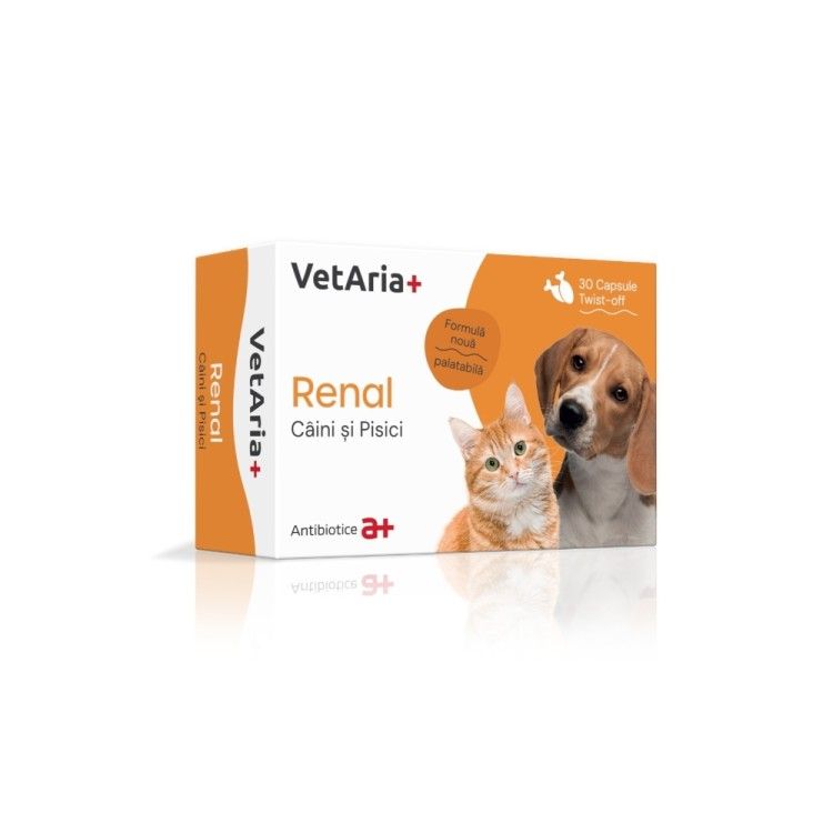 VetAria+ Renal Caini si Pisici 30 capsule Twist-off (OTC)